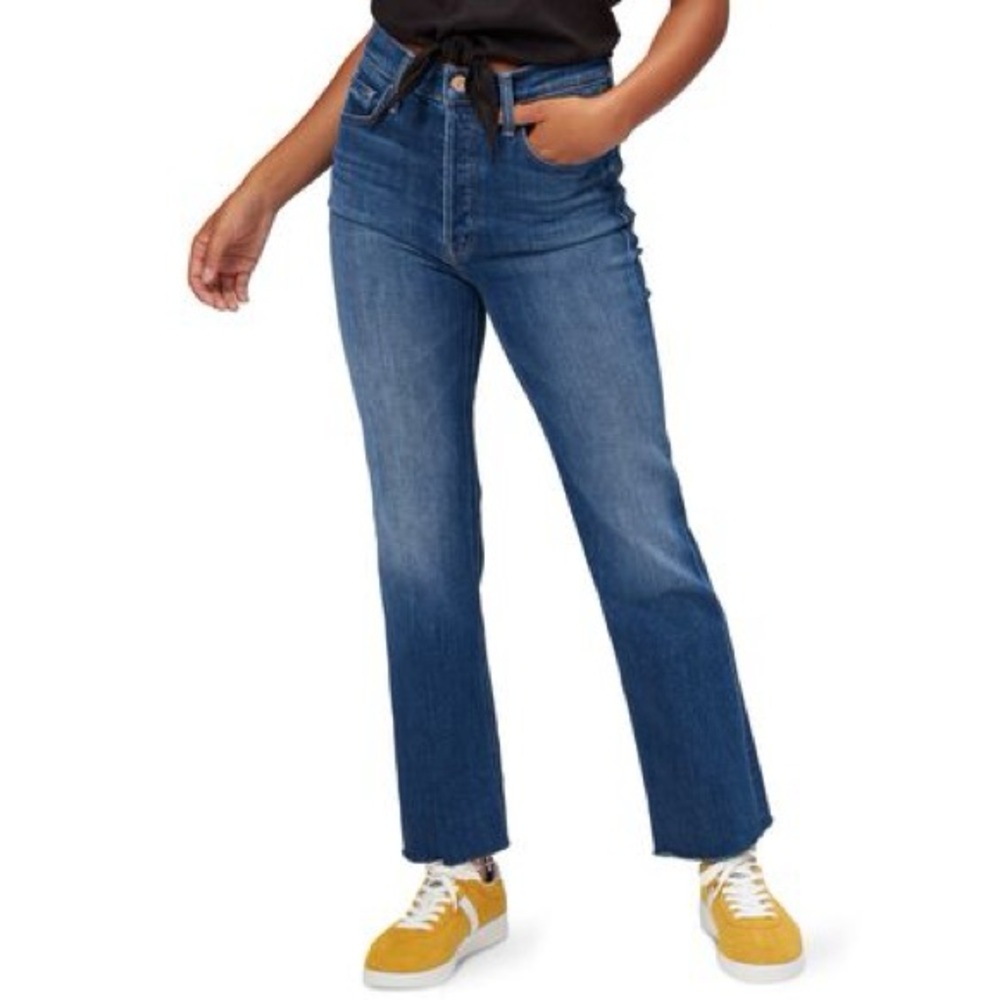 MOTHER The Tripper Ankle Jeans in a high-rise flare style.